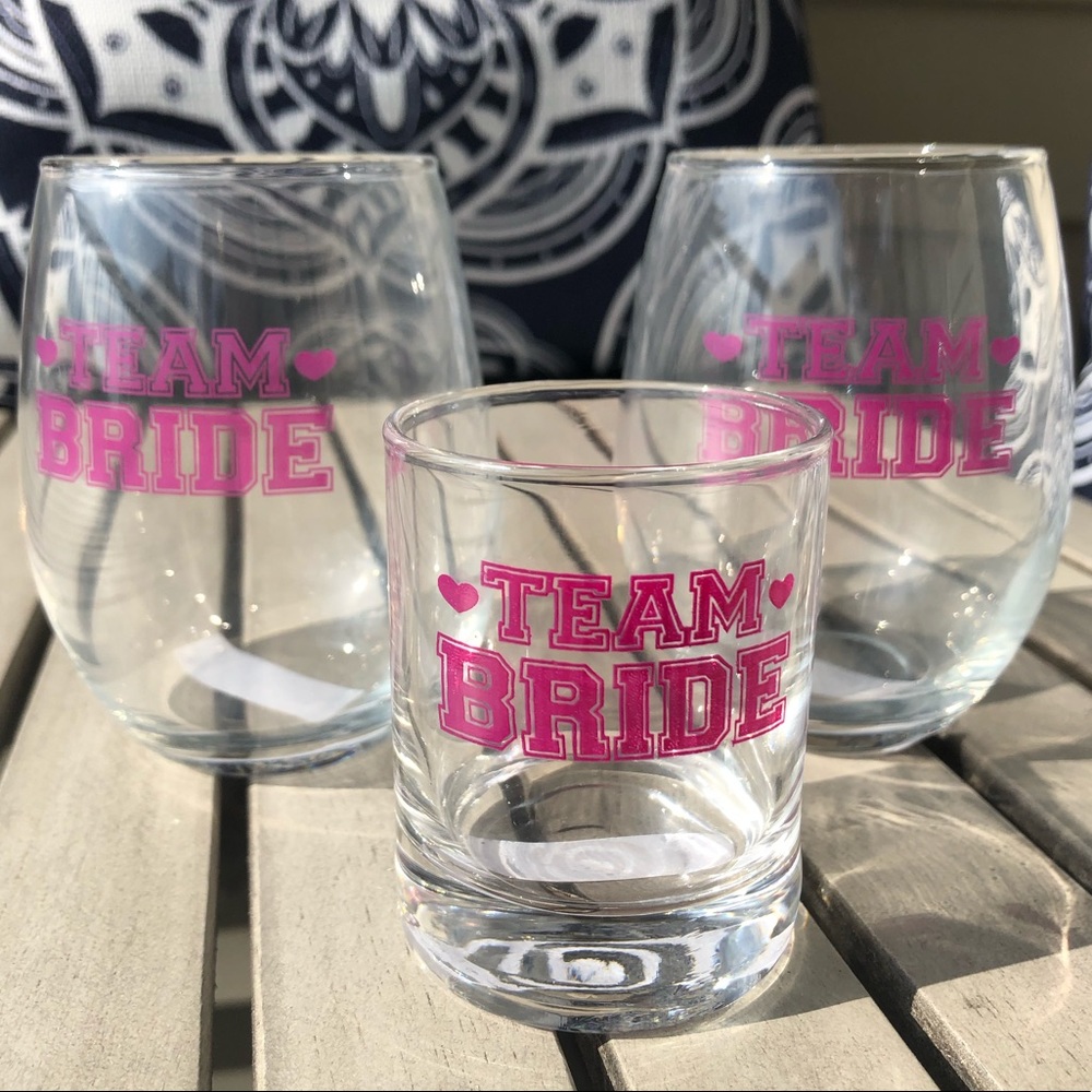NEW 💫 TEAM BRIDE Wine Drink Glasses Shot Cups